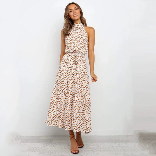 LP | high neck dress with polka dots