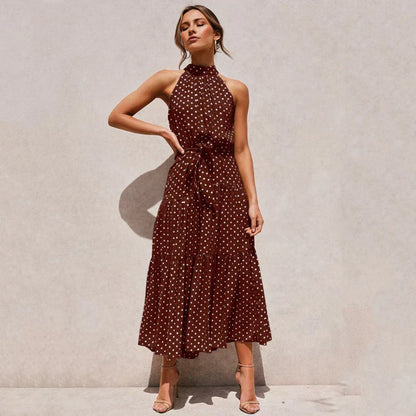 LP | high neck dress with polka dots