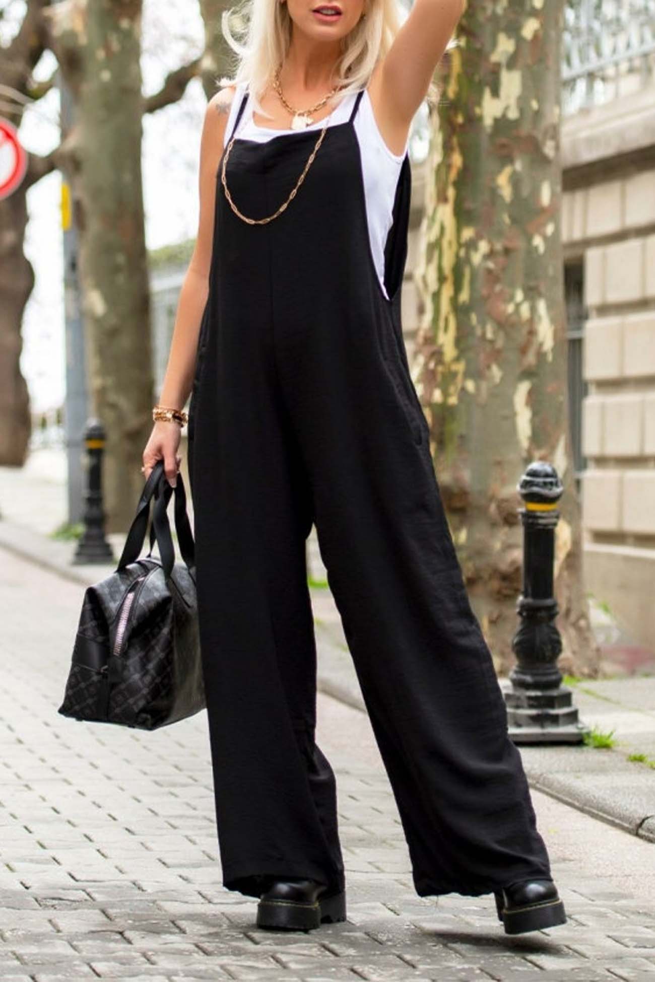 LP | Plain-colored cami jumpsuit with wide legs