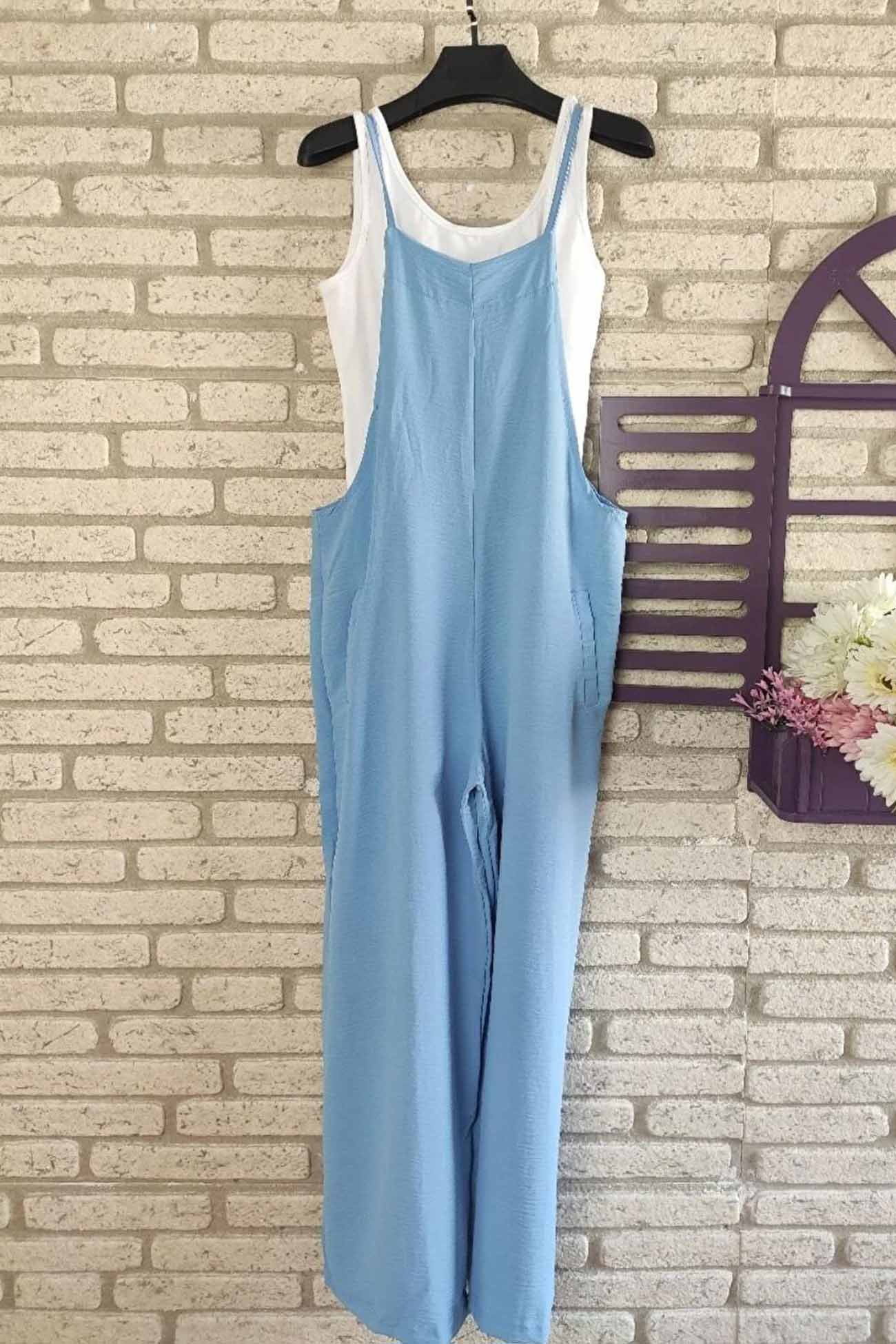 LP | Plain-colored cami jumpsuit with wide legs