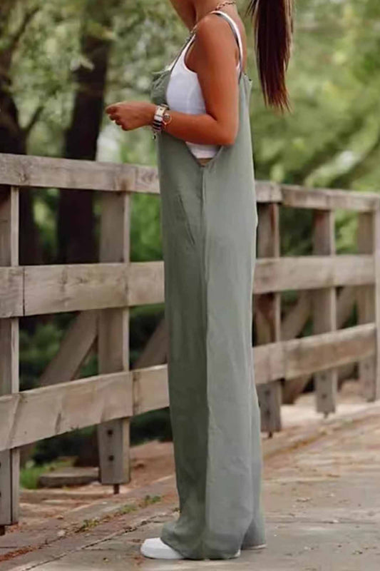 LP | Plain-colored cami jumpsuit with wide legs