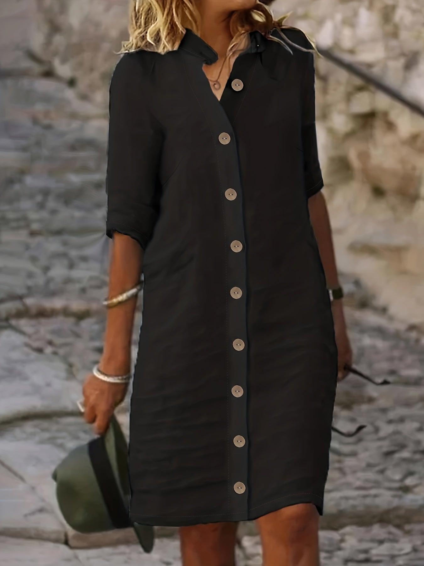 Mc | Elegant casual women's midi button-down dress