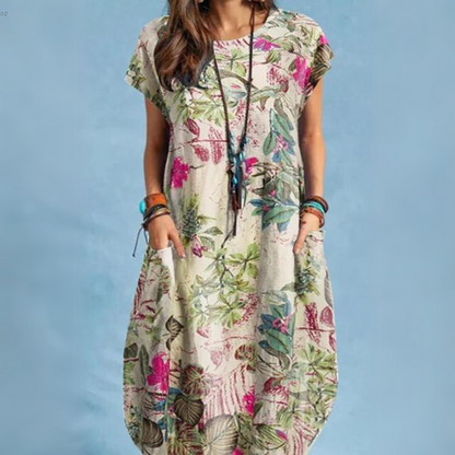 Susie - Elegant summer dress with round neckline