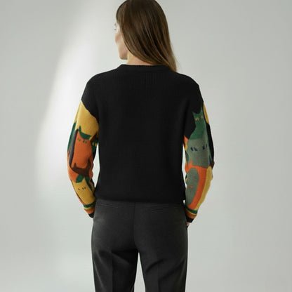 Amélie | Chic and Comfortable Unisex Sweater with Cat Pattern