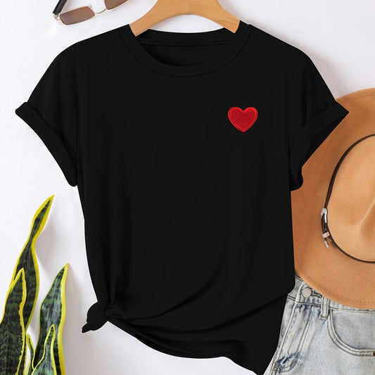 T-shirt - Heart-shaped print and round neck for comfort
