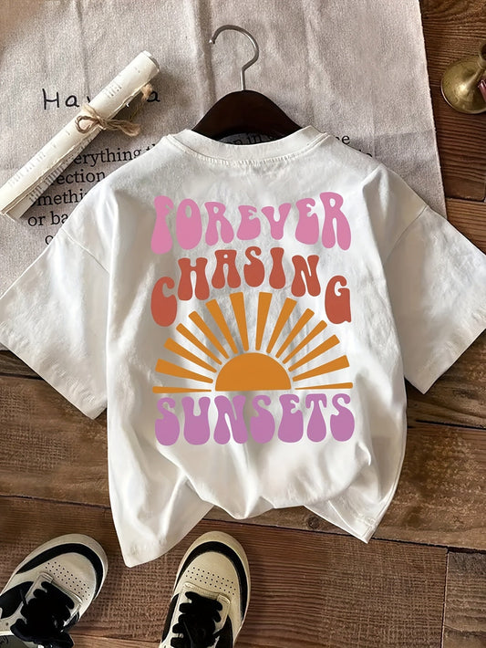 T-shirt with Y2K print - round neck and long cut