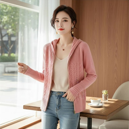 Ubelia | Women's Cashmere Cardigan with Chic Drawstring
