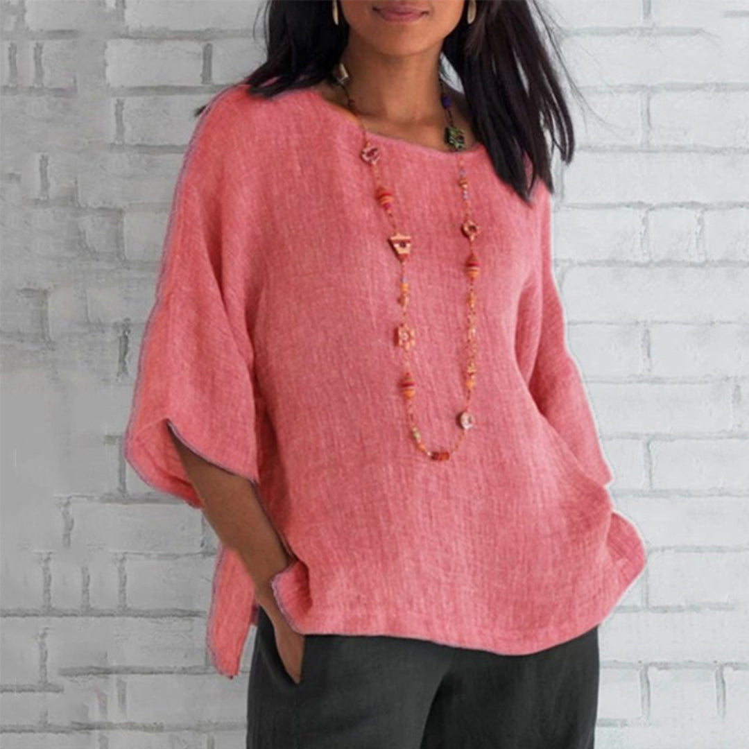 Women's 3/4-sleeve linen casual tunic