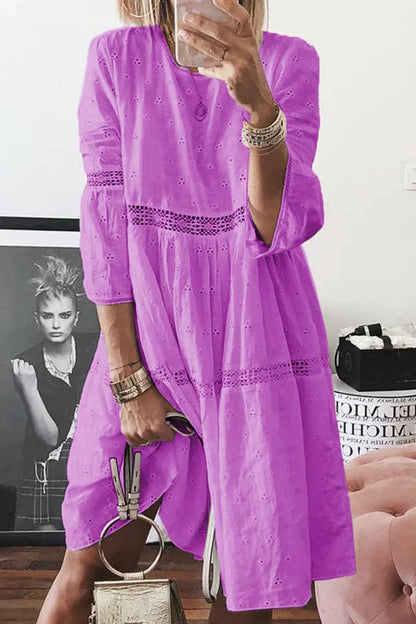 Mc | Casual pastel-colored dresses in simple patchwork with round neckline