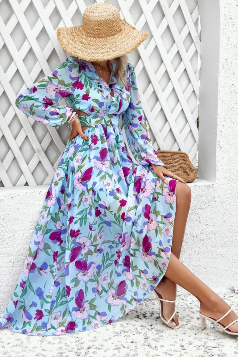 Valena | Long-sleeved floral print dress