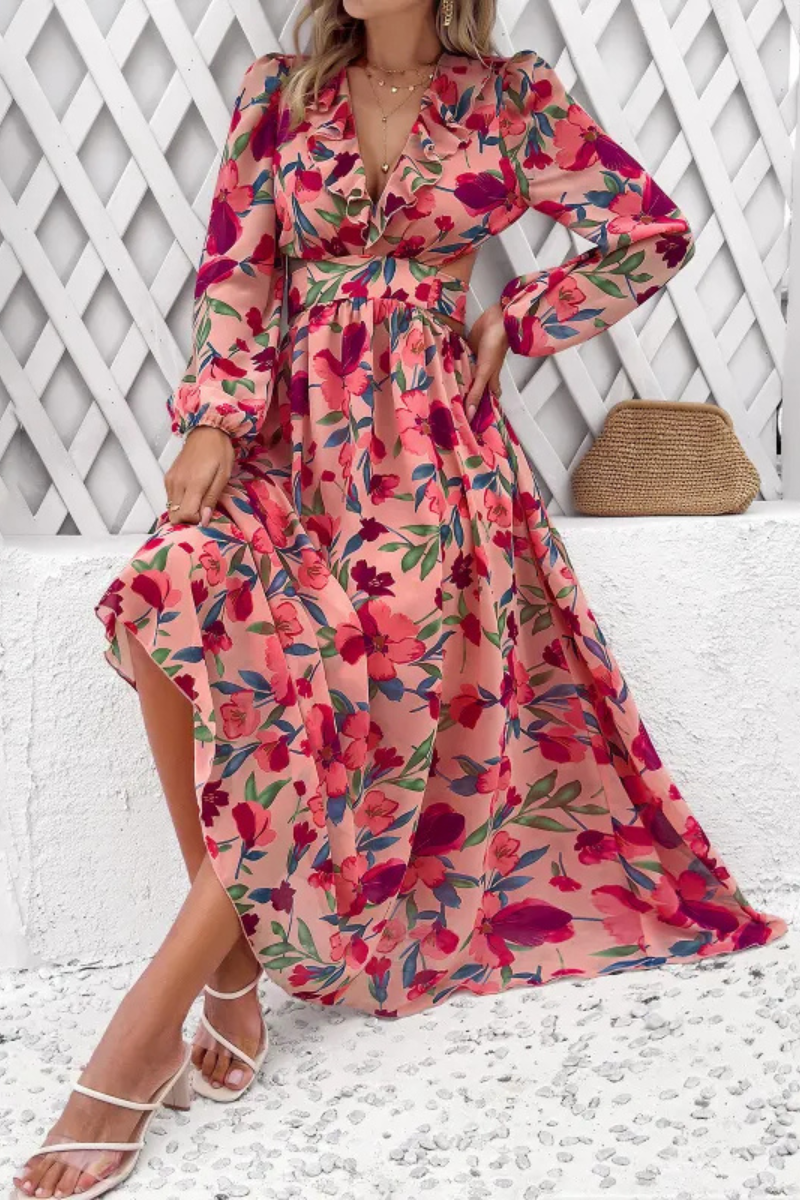 Valena | Long-sleeved floral print dress