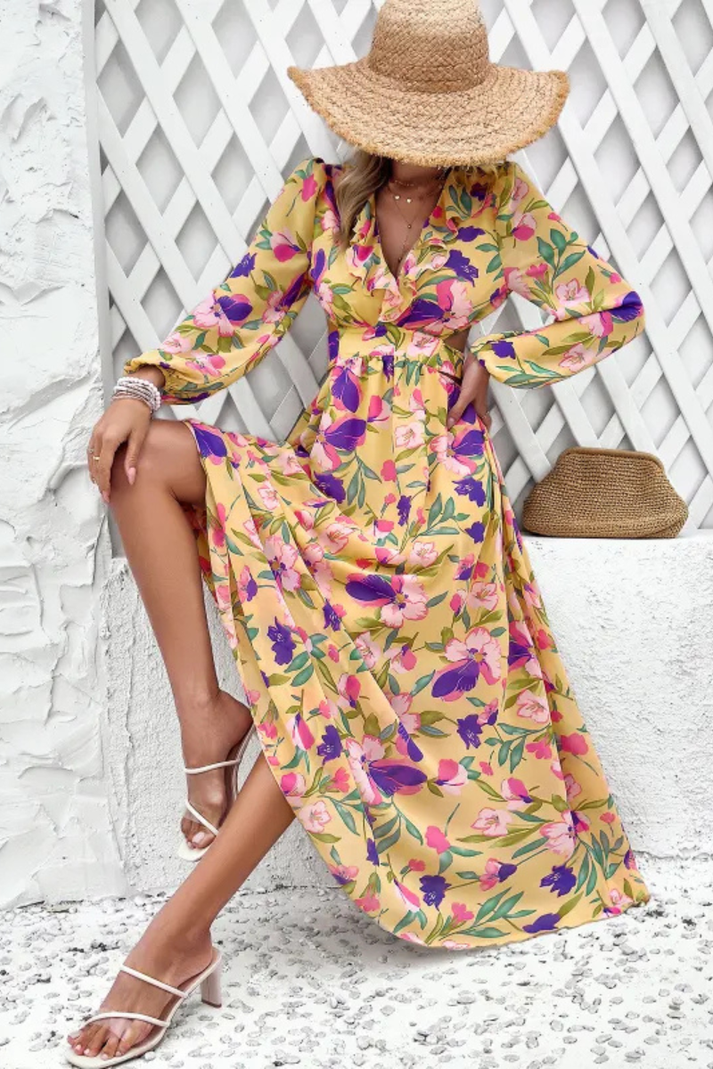 Valena | Long-sleeved floral print dress