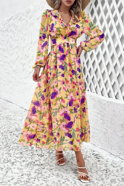 Valena | Long-sleeved floral print dress