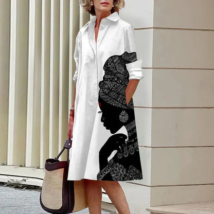 LP | High-quality dress with collar and pattern