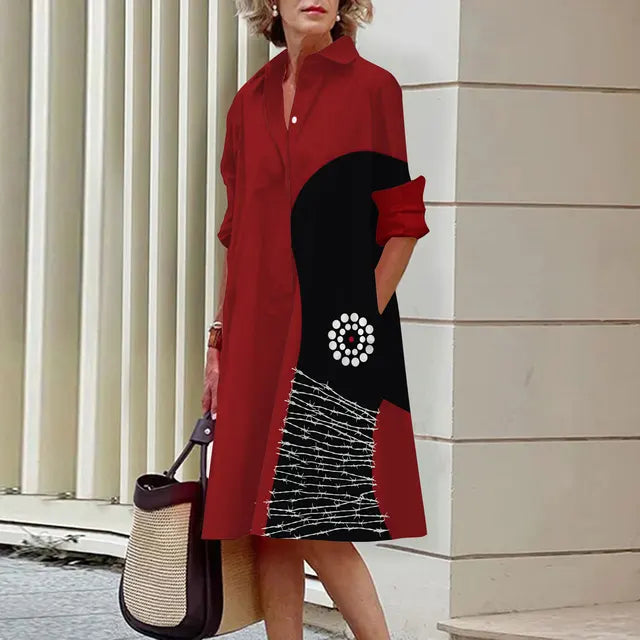 LP | High-quality dress with collar and pattern