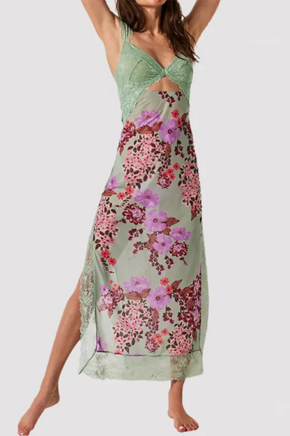 Vionette | Flowers Lace strapless V-neck dress