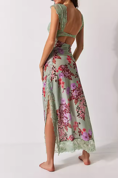 Vionette | Flowers Lace strapless V-neck dress