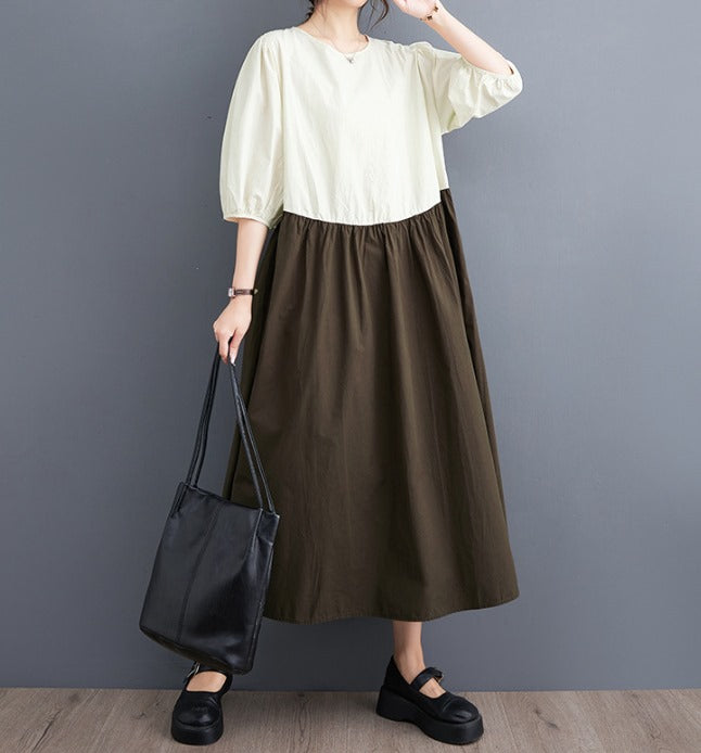 LP | White patchwork linen oversized dress