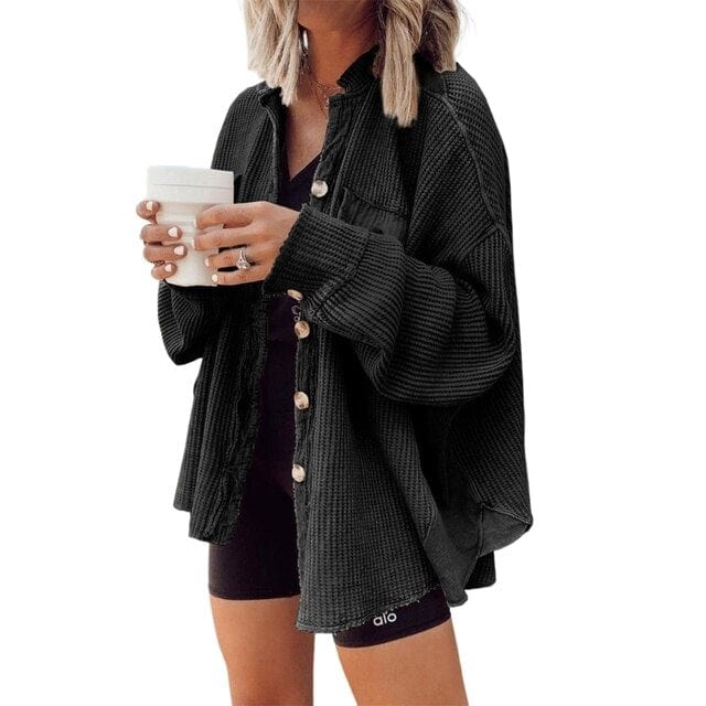 Ariana | Fashionable Rib Velvet Button Coat