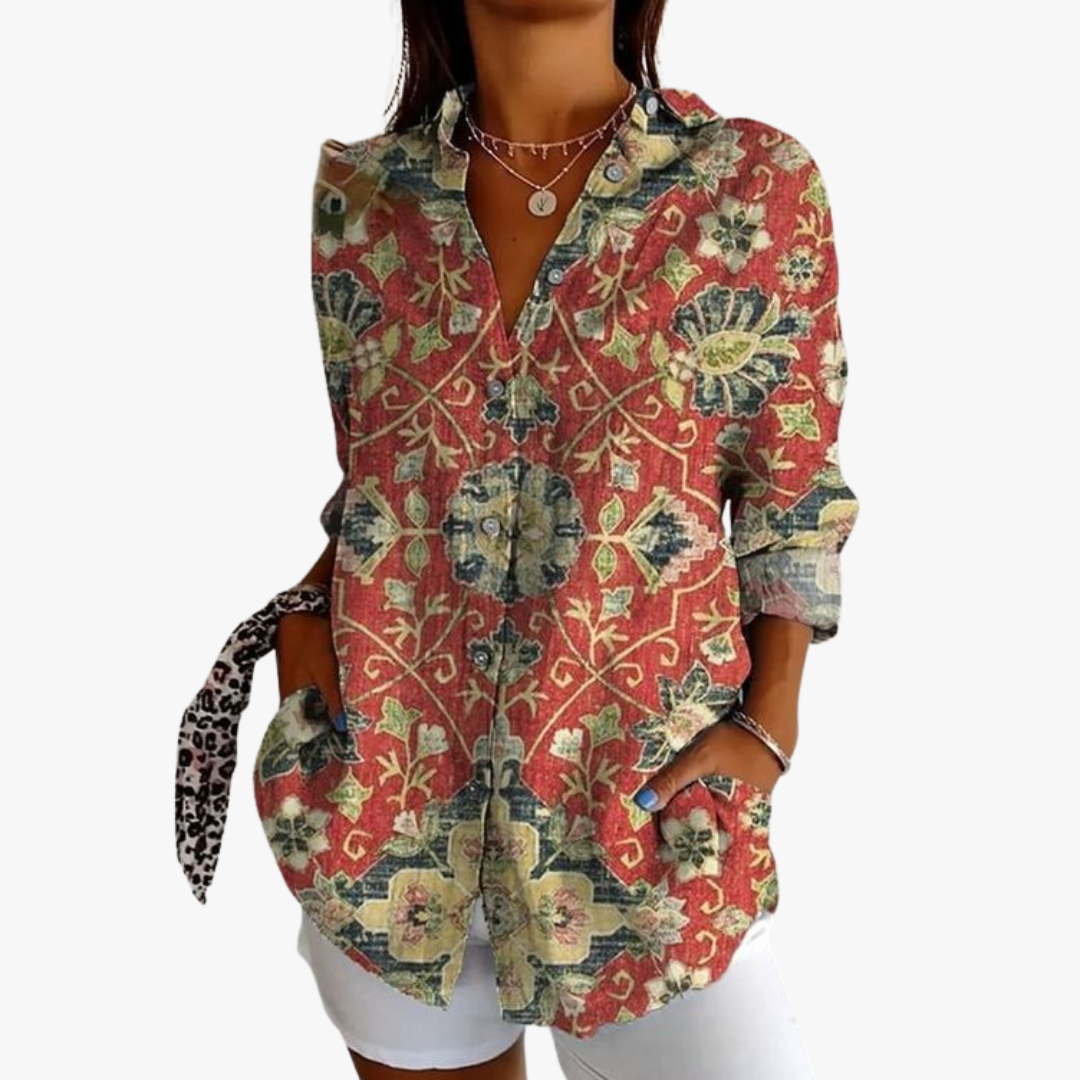 Women's embroidered linen blouse