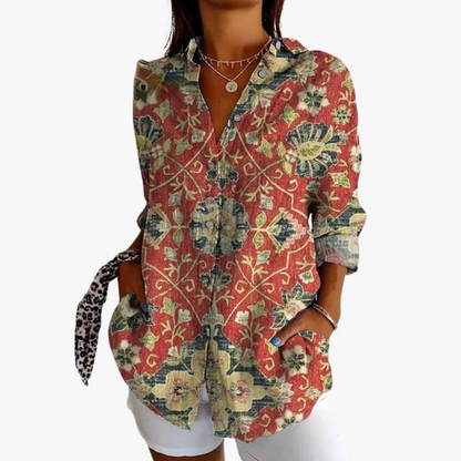 Women's embroidered linen blouse