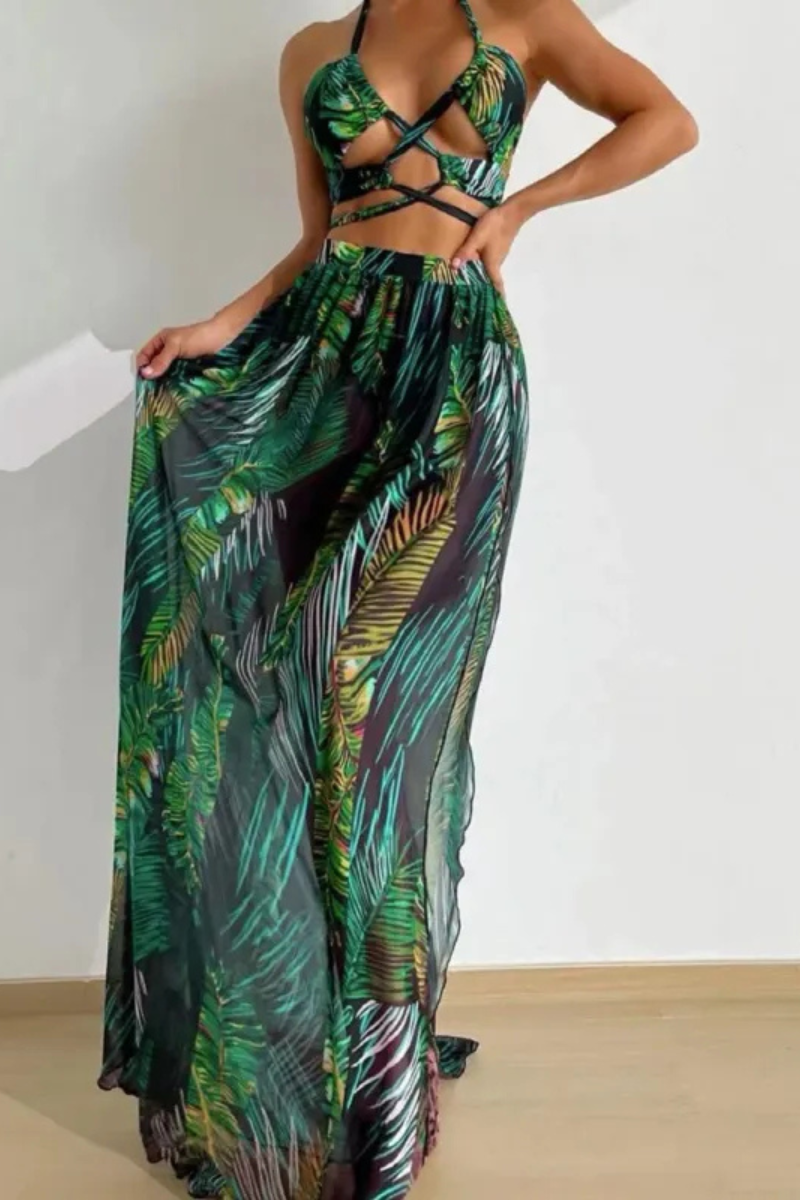 Zandria | Blouse Gauze skirt Three-piece swimsuit