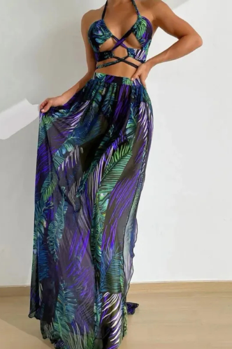 Zandria | Blouse Gauze skirt Three-piece swimsuit