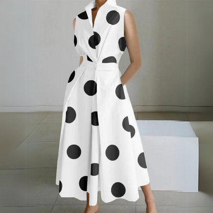 Mc | Sleeveless Polka Dot Midi Dress