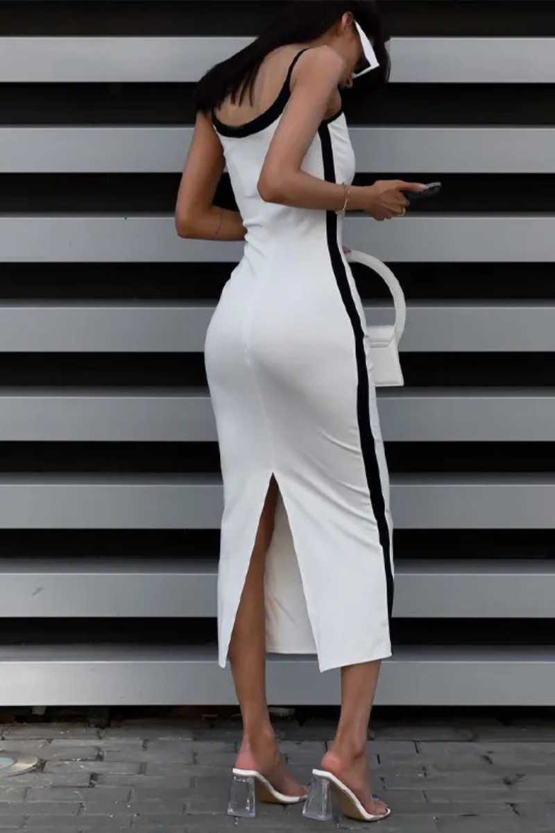 Zeva | Elegant Patchwork Slim-fit Suspender Dress