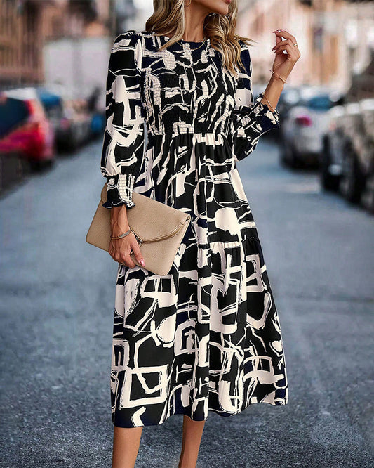 Mc | Elegant - In cotton blend with printed pattern and lantern sleeves, perfect for spring and fall.