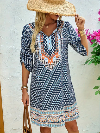LP | Charming tunic dress with boho print and V-neckline