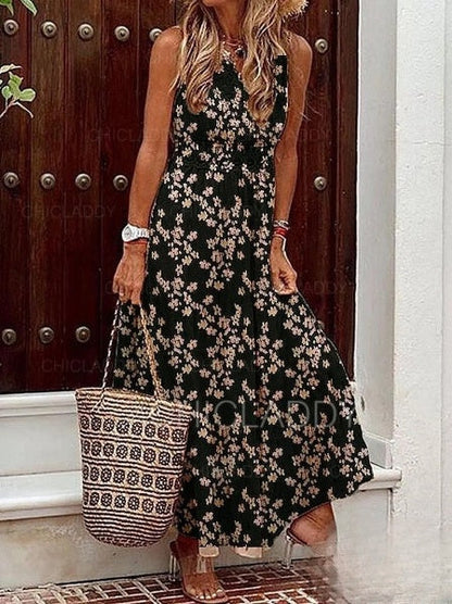 LP | Women's long sleeveless dress with boho print
