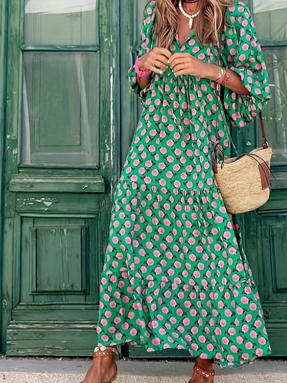 Mc | Maxi boho loose-fitting dress with floral print.