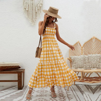 Dress with checkered pattern