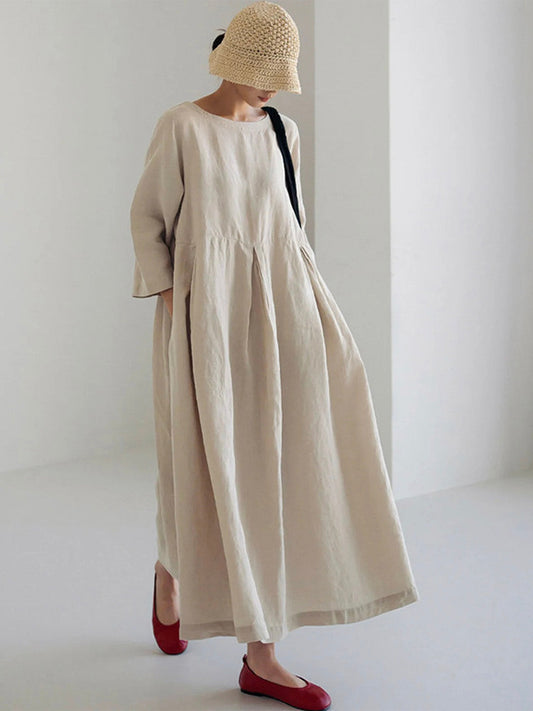 LP | Wide linen dress with side pockets