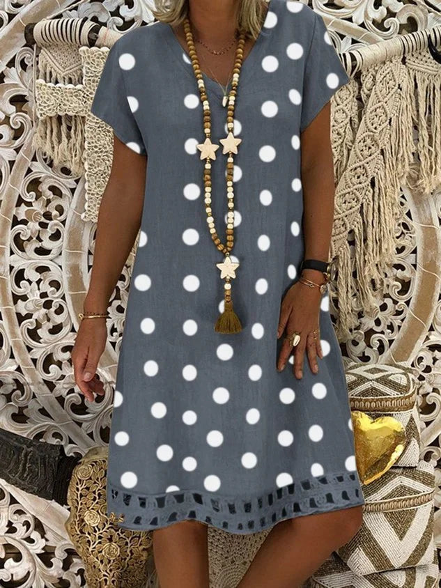 LP | V-neck summer dress with polka dots