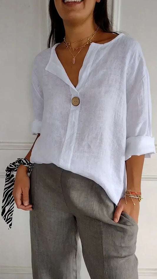Shaila Blouse | Loose-fitting linen blouse