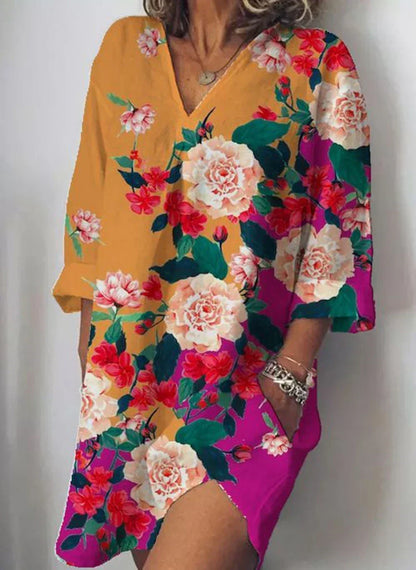 LP | Comfortable and wide tunic dress with floral pattern