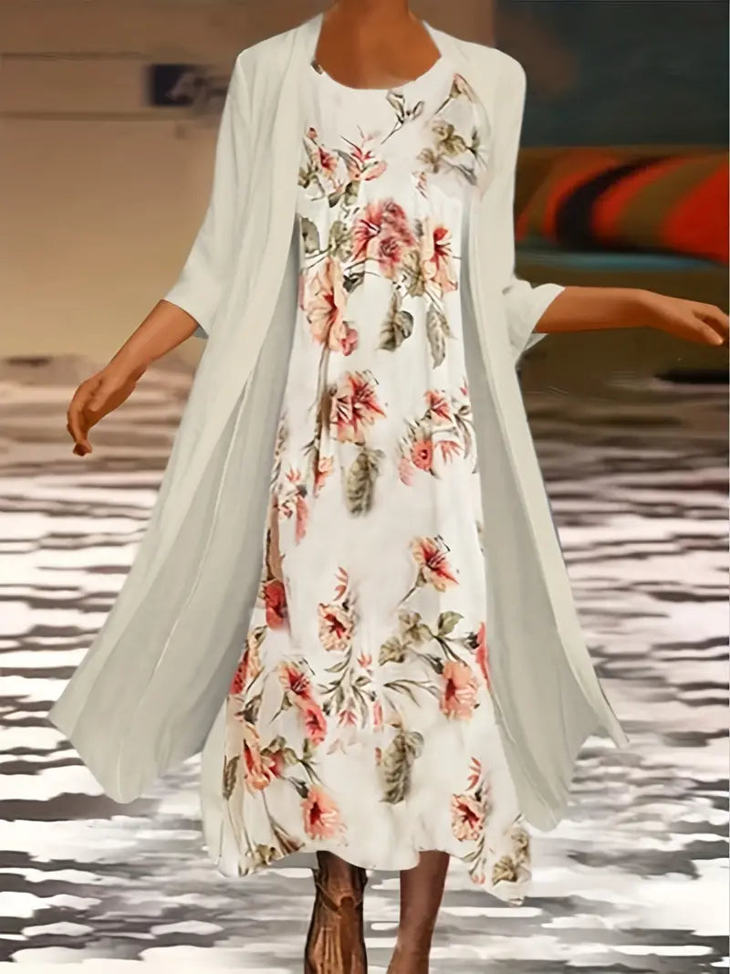 LP | women's two-piece long dress with cardigan