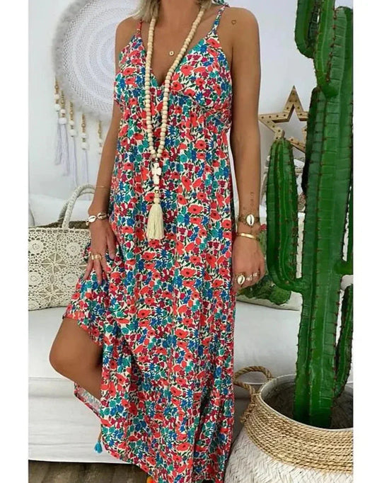 Strapless dress with floral print