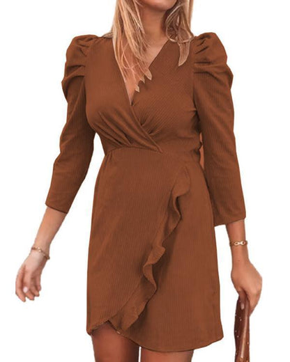 LP | Mini dress with puff sleeves and ruffle neckline