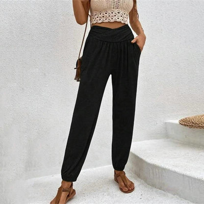 LP | High-waisted, soft pants with ankle cuffs