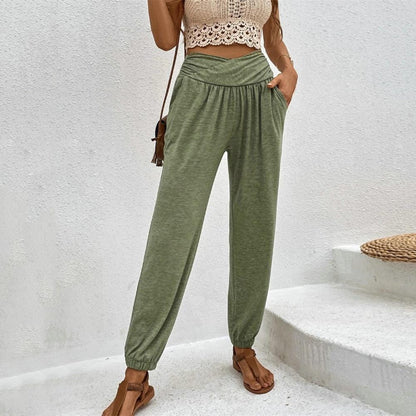 LP | High-waisted, soft pants with ankle cuffs