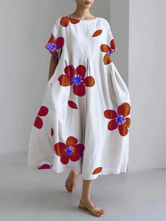 Mc | Julie - casual round-neck floral loose-fitting dress for women in spring and summer