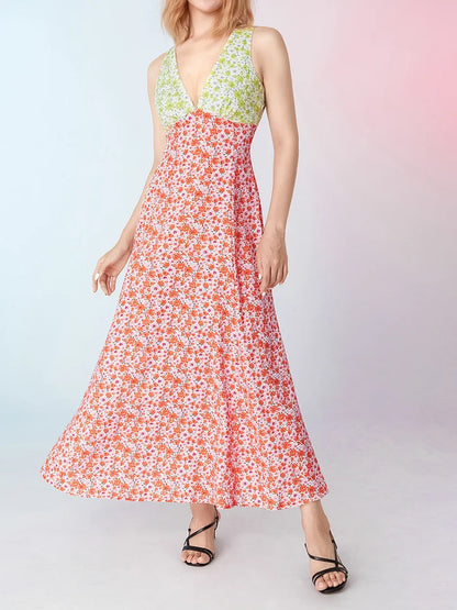 Mc | Sleeveless beach dress with floral pattern