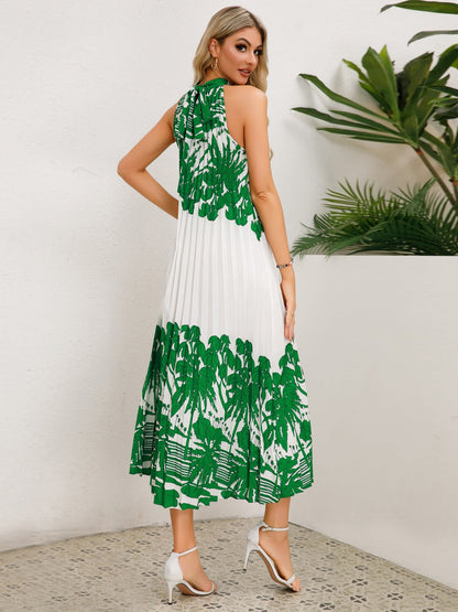 LP | Printed and tied sleeveless midi dress