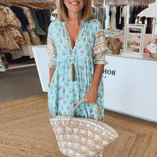 Summer dress with bohemian style and flowing design
