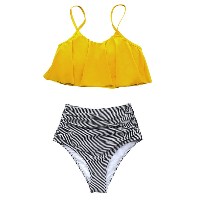Colorful bikini with ruffles