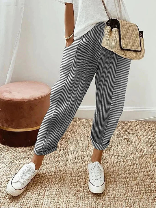 Corinna - Striped cotton pants