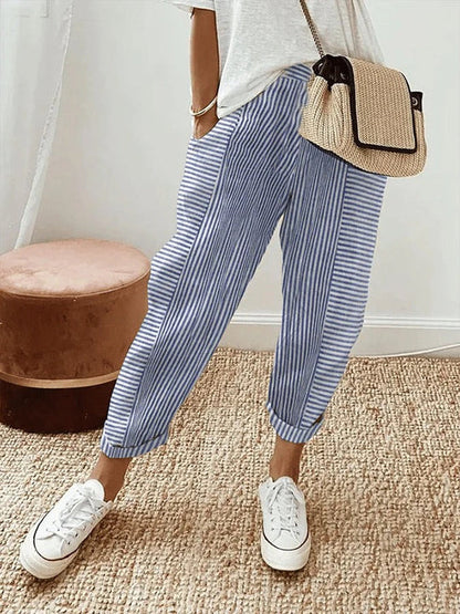 Corinna - Striped cotton pants